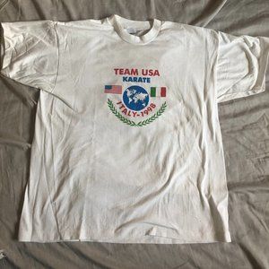 TEAM USA KARATE - ITALY 1998 White T-Shirt - Extra Large